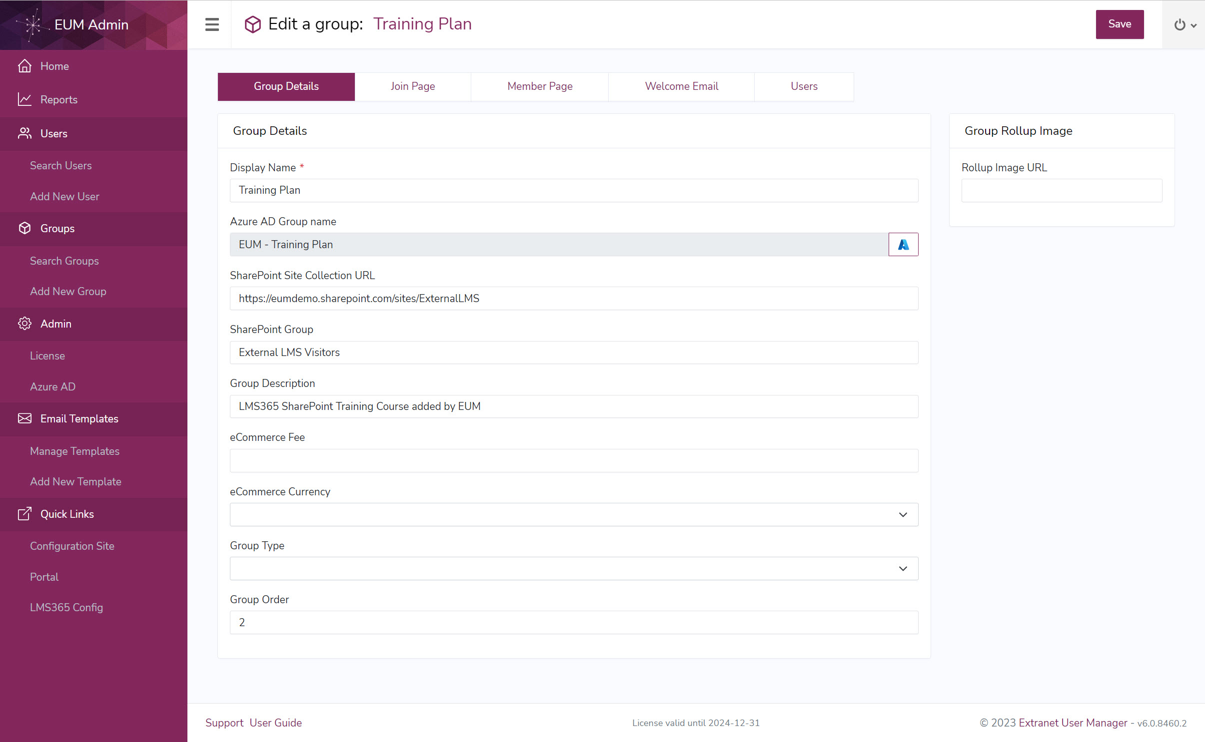 EUM Group LMS365 Training Plan